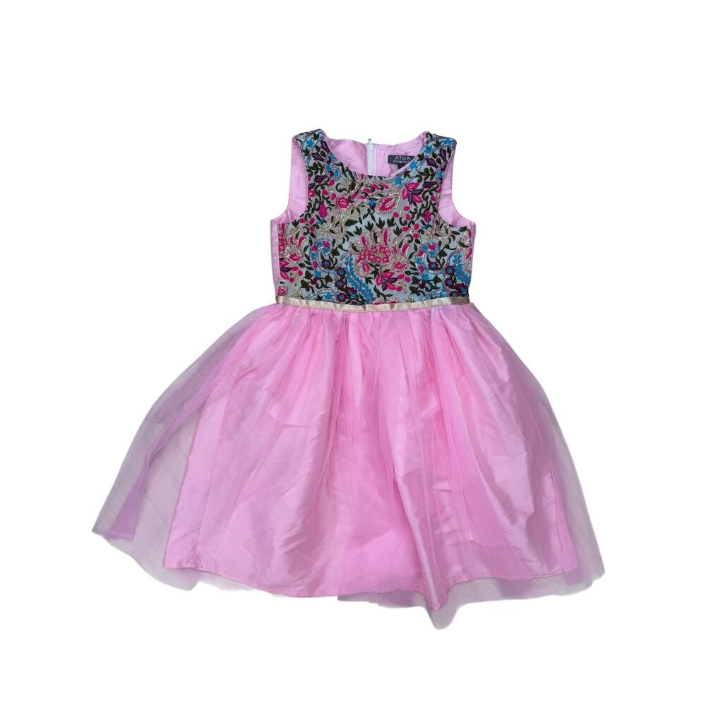 ALL THINGS UBER NICE ATUN Pink Paisley Embroidered Party Dress Size 7-8 Years